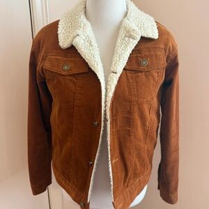 Brown Corduroy Jacket with Sherpa Collar